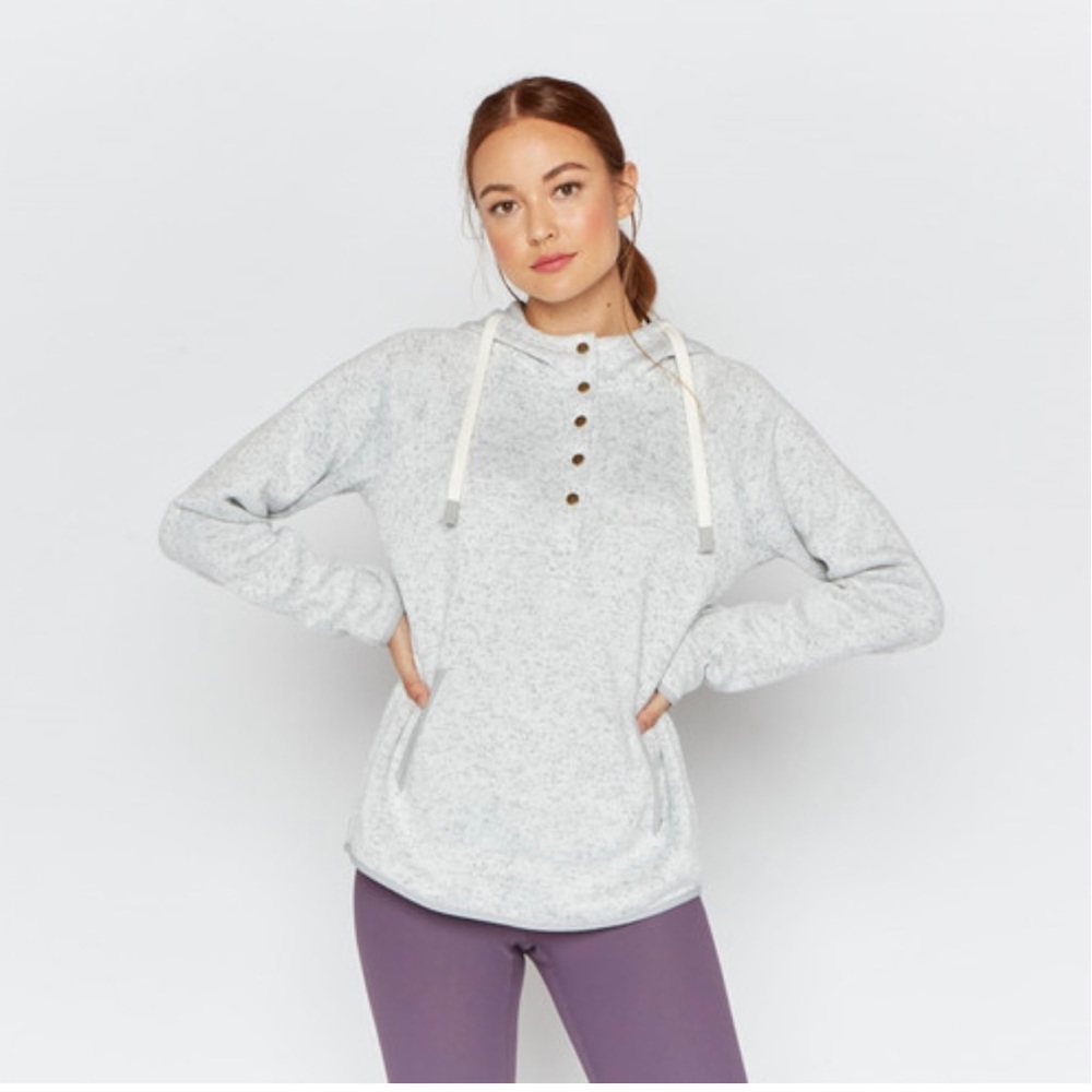 THREAD AND SUPPLY Heather Grey Dillon Pullover, Grey and Light Cream, Size L
